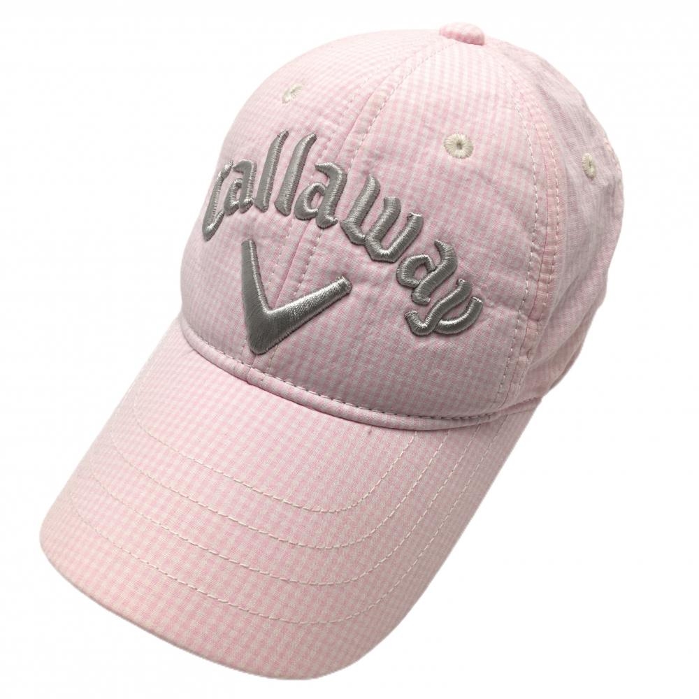キャロウェイ キャップ ピンク×白 チェック レディース フリー ゴルフウェア Callaway