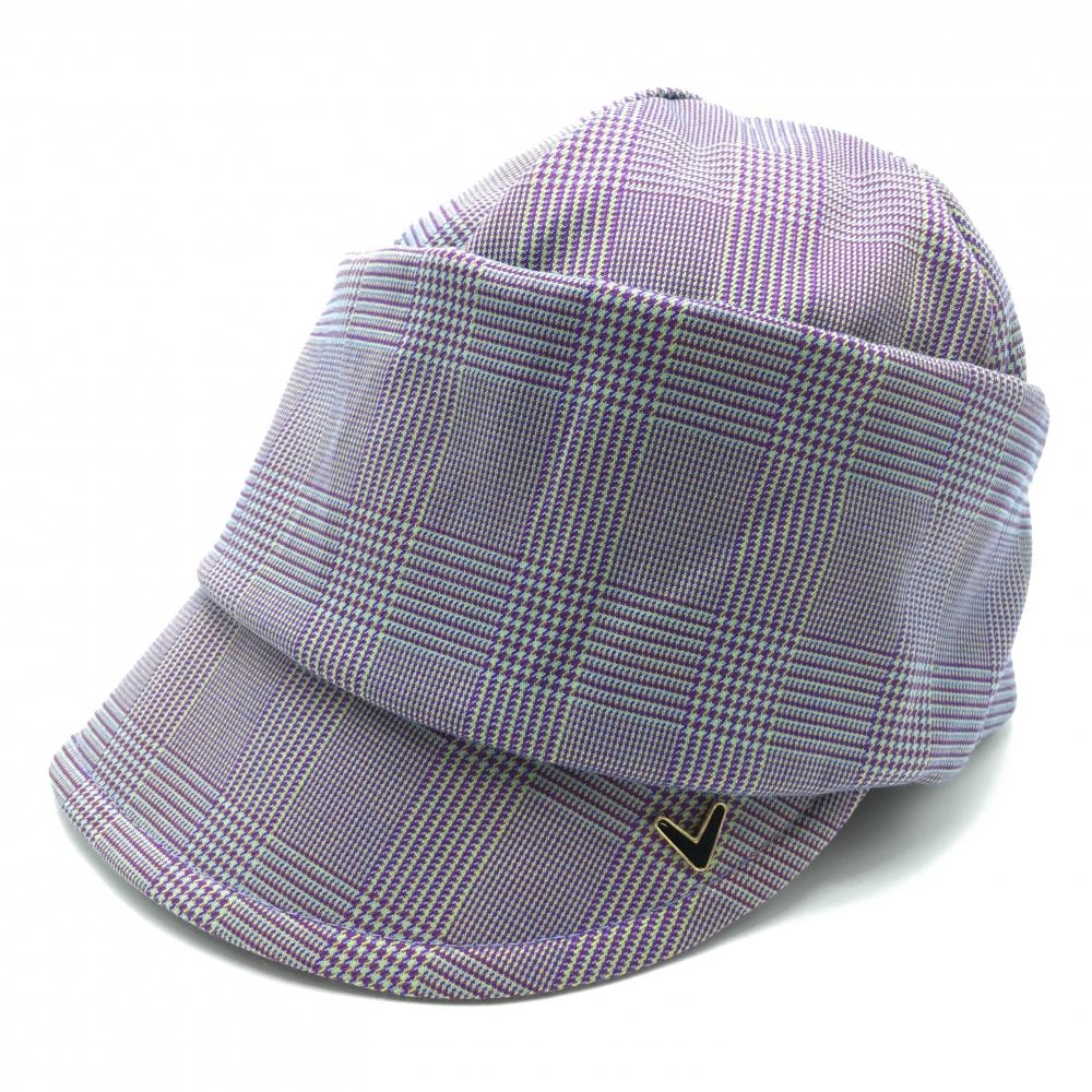 【新品】キャロウェイ キャップ パープル系×イエロー グレンチェック レディース FR ゴルフウェア Callaway