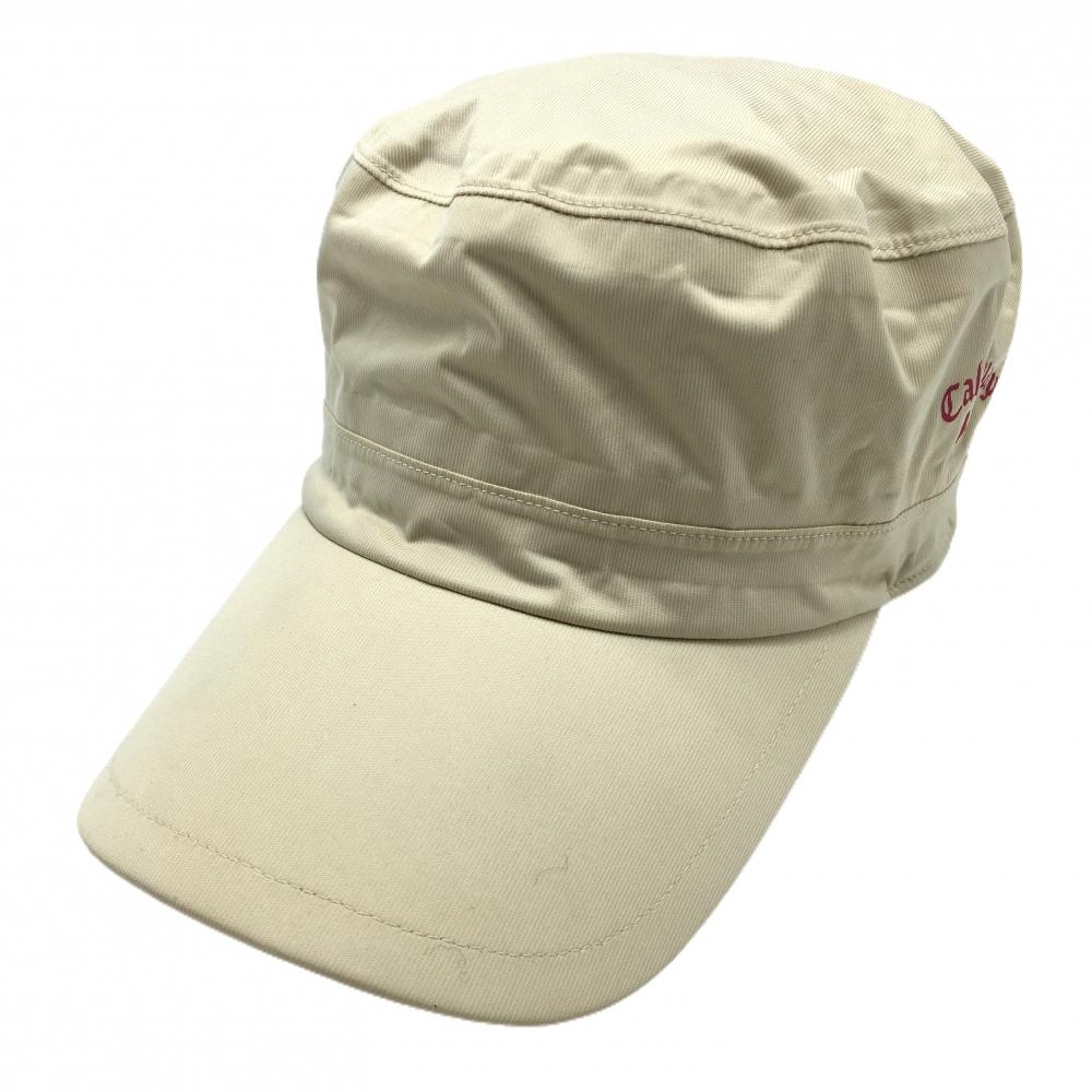 【美品】キャロウェイ ワークキャップ ライトベージュ ロゴ レディース FR ゴルフウェア Callaway