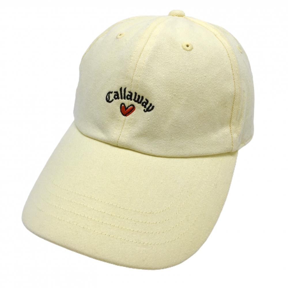 【美品】キャロウェイ キャップ イエロー ロゴ刺しゅう 後レースアップ風 レディース FR ゴルフウェア Callaway