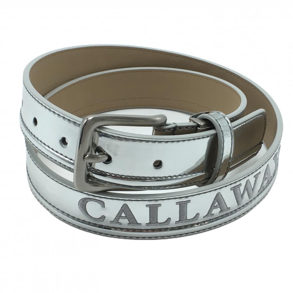 【超美品】キャロウェイ ベルト シルバー ロゴ刺しゅう シルバーバックル レディース  ゴルフウェア Callaway