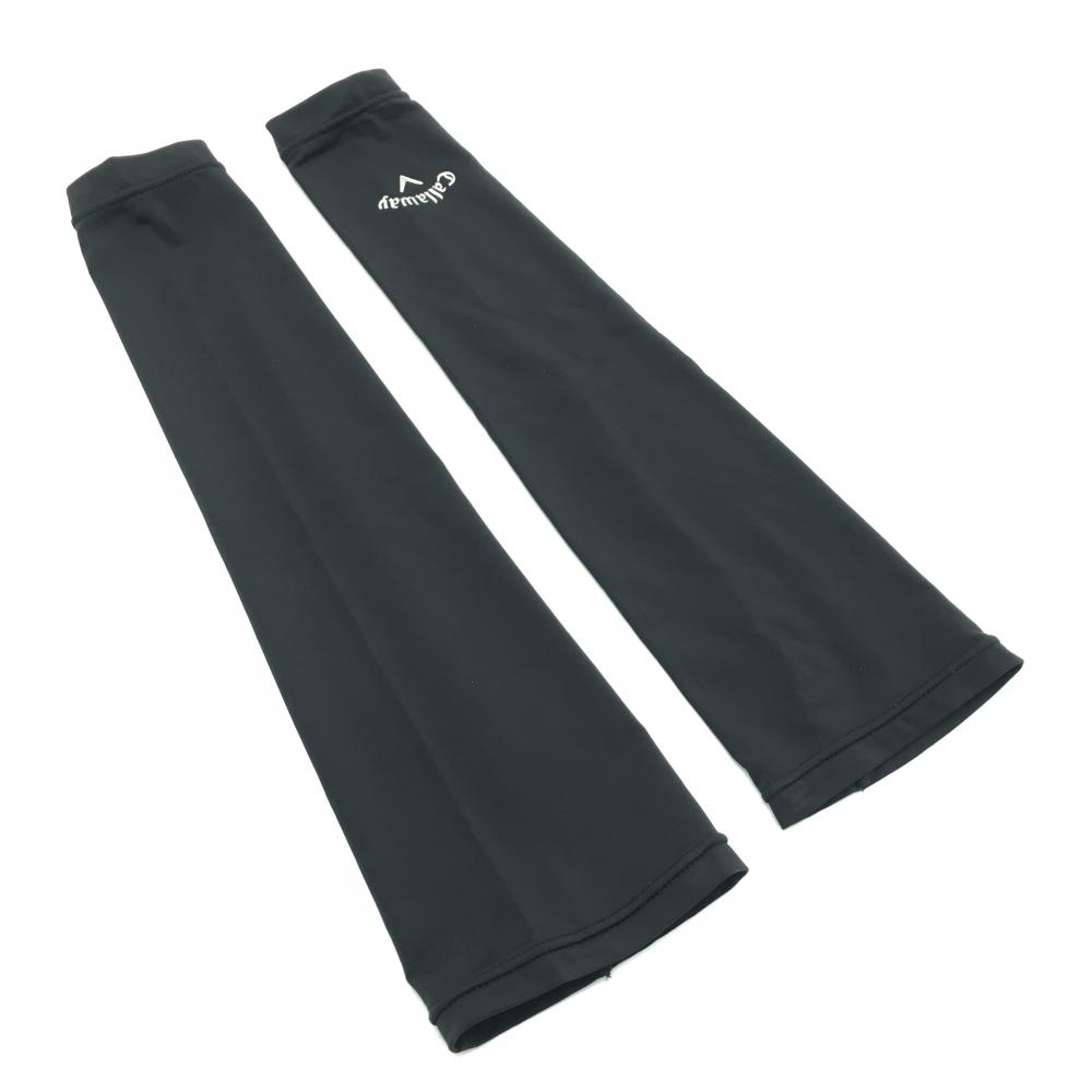 【超美品】キャロウェイ アームカバー 黒 ロゴシルバー レディース  ゴルフウェア Callaway