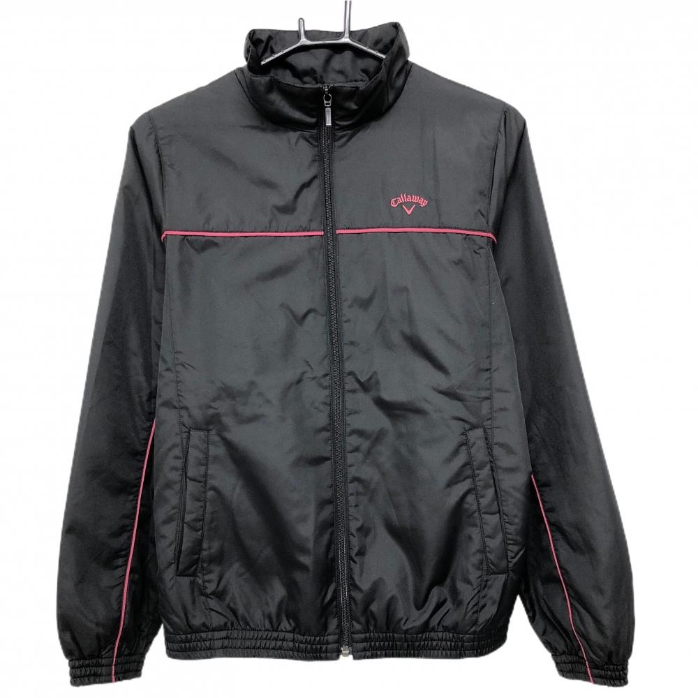 【美品】キャロウェイ 中綿ジャケット 黒×ピンク パイピング ロゴ刺しゅう レディース L ゴルフウェア Callaway
