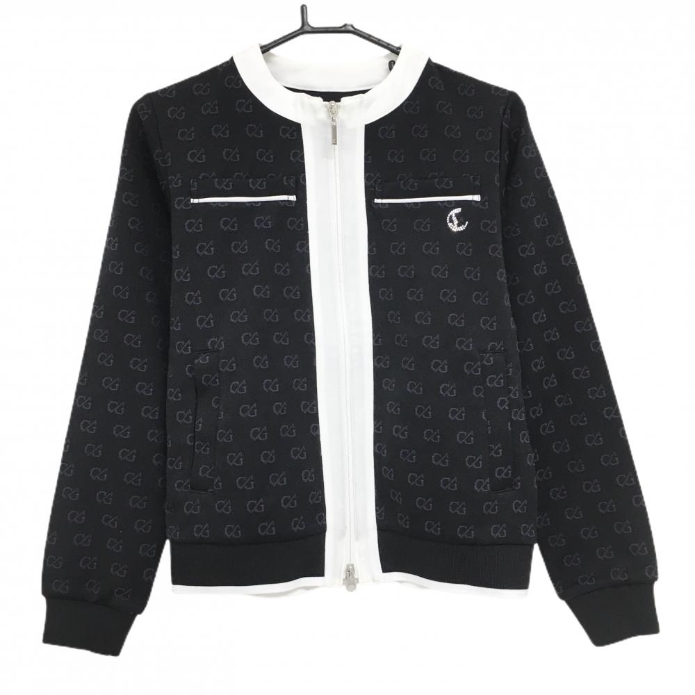 【新品】キャロウェイ レッドレーベル ブルゾン 黒×白 総柄 ラインストーン レディース M ゴルフウェア Callaway