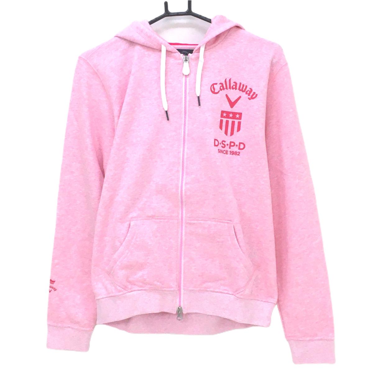 【新品】キャロウェイ ジップパーカー 杢ピンク スウェット ジャケット レディース LL ゴルフウェア Callaway