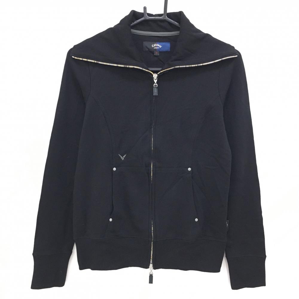 【美品】キャロウェイ ジャケット 黒 ラインストーンロゴ レディース M ゴルフウェア Callaway