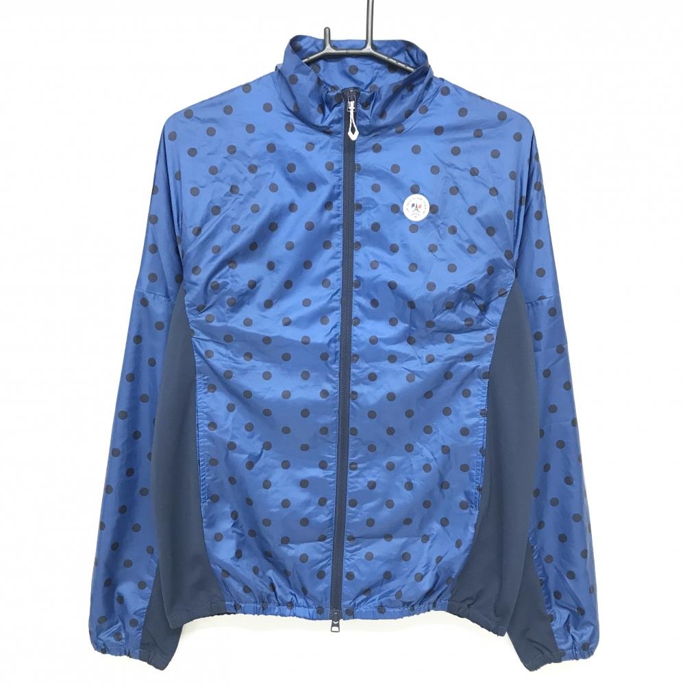 【超美品】キャロウェイ 切替ジャケット ブルー×ネイビー ドット柄 メッシュ裏地  レディース L ゴルフウェア Callaway