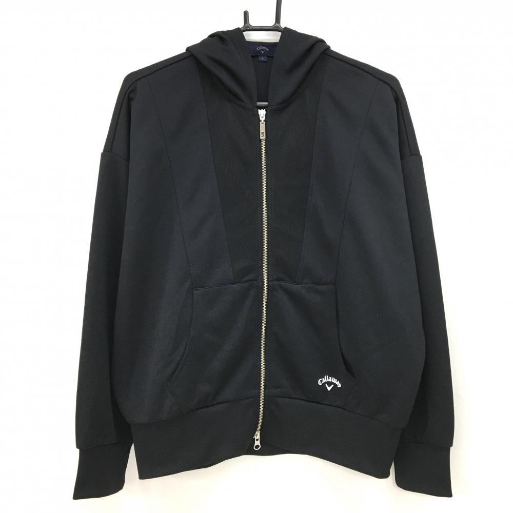【美品】キャロウェイ ジップパーカー 黒 背面ロゴ ジャケット レディース L ゴルフウェア Callaway