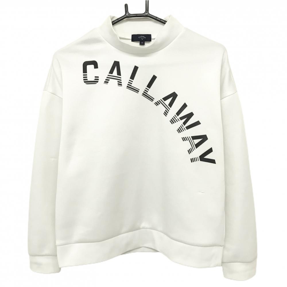 キャロウェイ ハイネックトレーナー 白×黒 フロントロゴプリント レディース M ゴルフウェア 2025年モデル Callaway