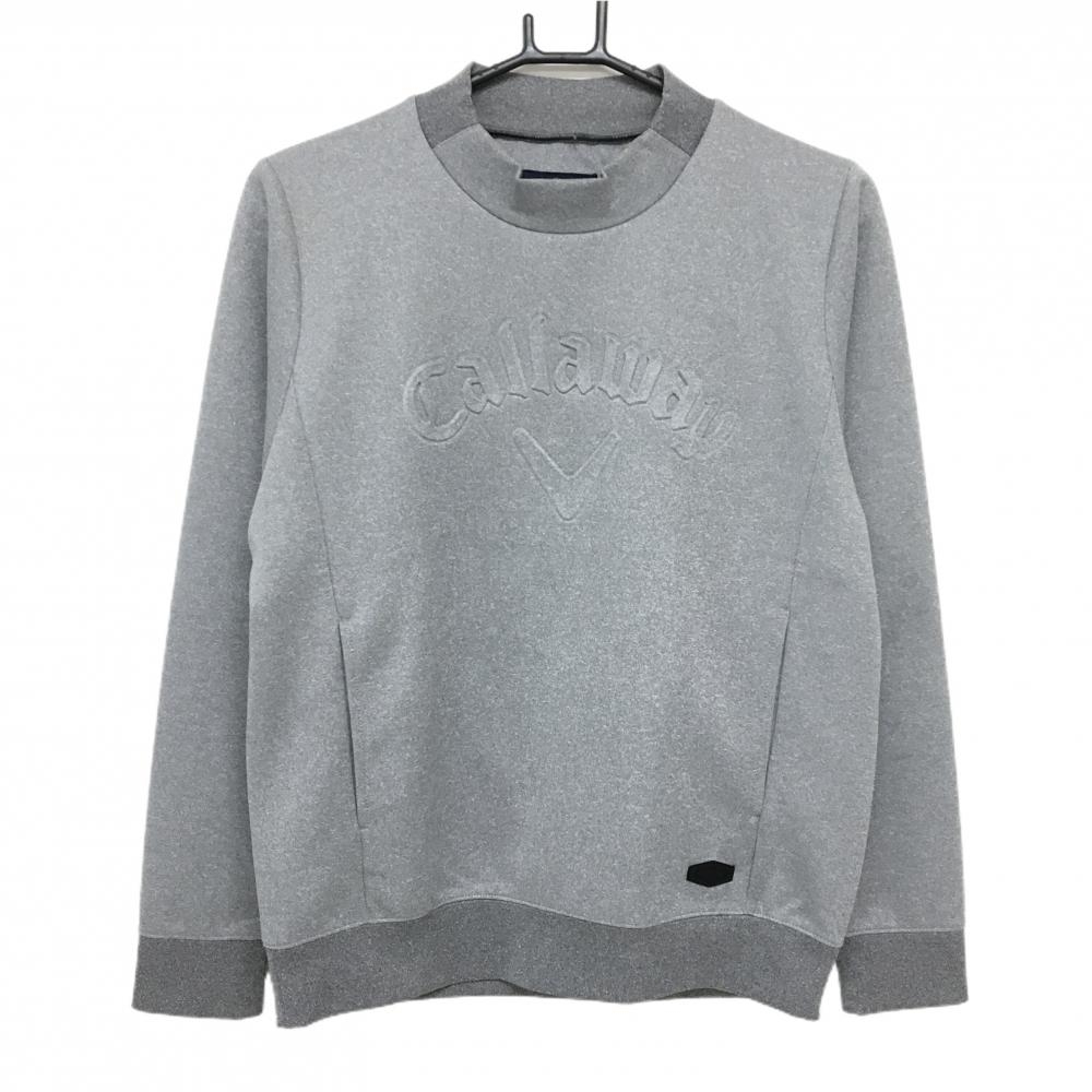 【超美品】キャロウェイ ハイネックトレーナー 杢グレー ダンボールニット スウェット 立体ロゴ レディース M ゴルフウェア Callaway