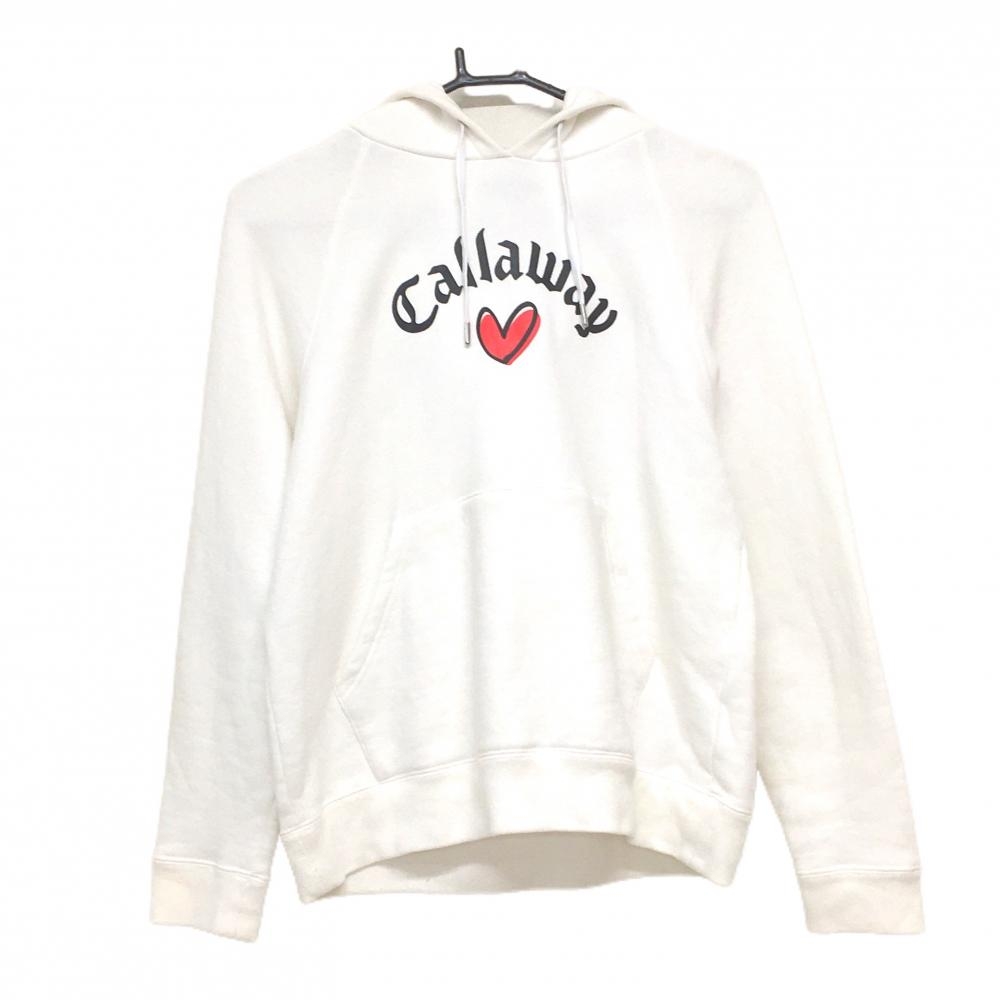 キャロウェイ パーカー 白×黒 ハート トレーナー  レディース M ゴルフウェア Callaway