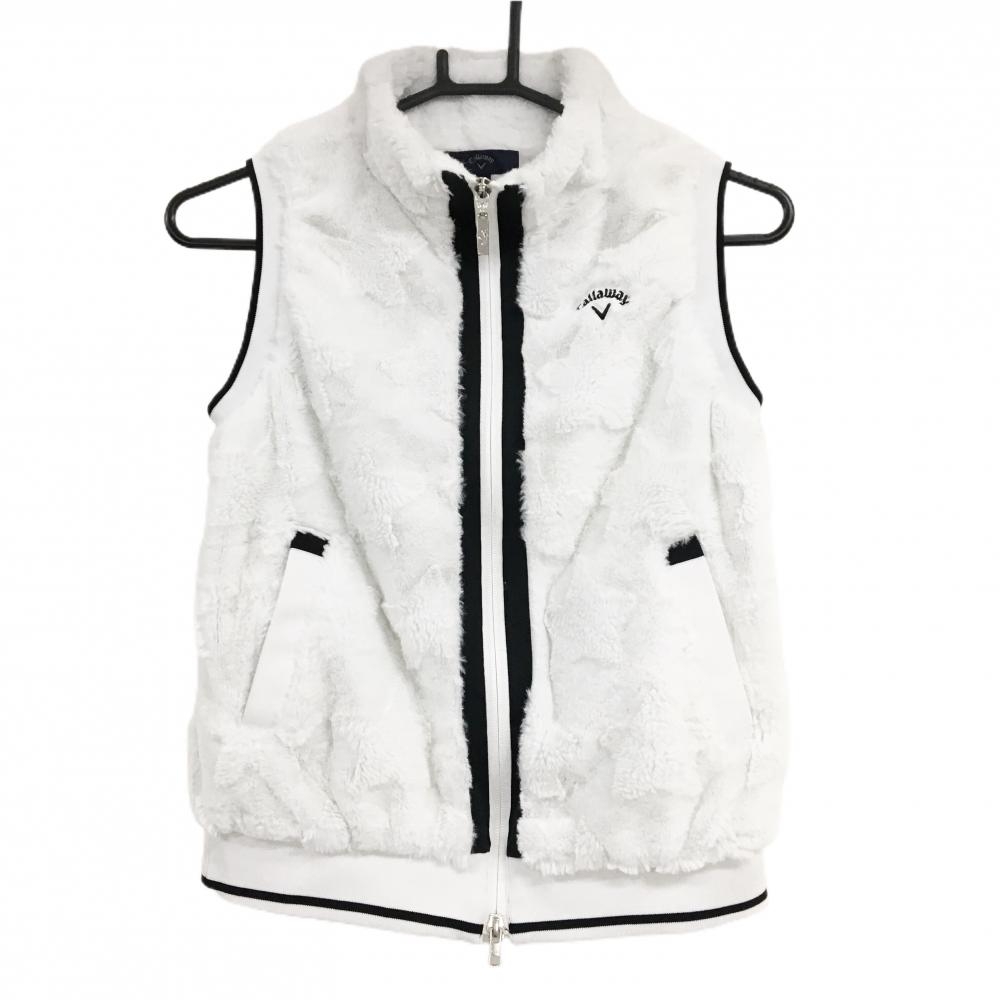 【超美品】キャロウェイ ボアベスト 白×黒 星柄  レディース S ゴルフウェア Callaway