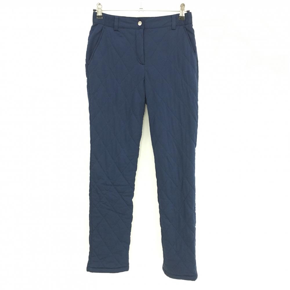 【美品】キャロウェイ 中綿パンツ ネイビー ダイヤ柄キルト ウエスト一部ゴム  レディース M ゴルフウェア Callaway