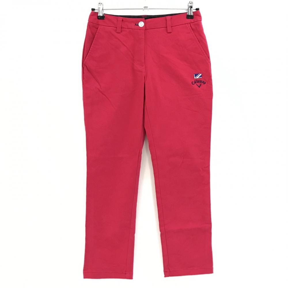 【美品】キャロウェイ パンツ レッド系 表微起毛 ストレッチ  レディース S ゴルフウェア Callaway