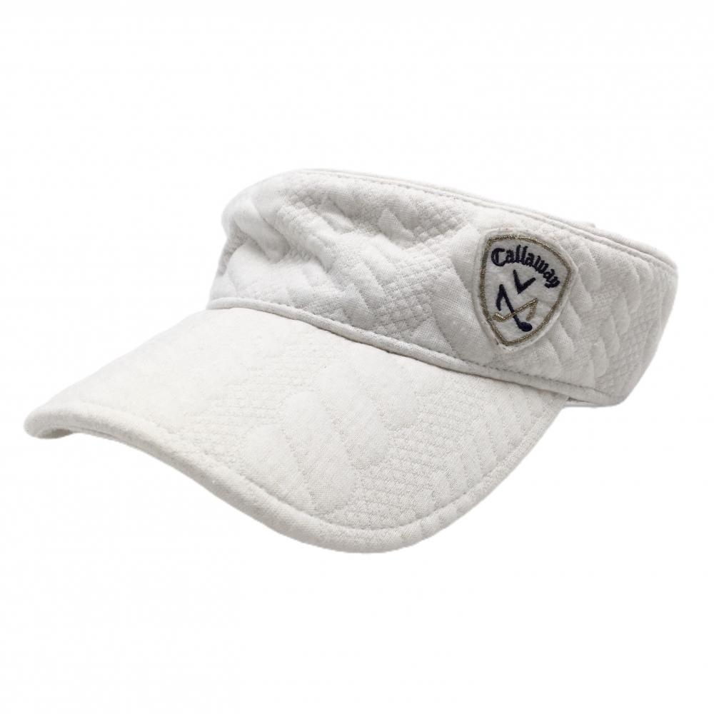 キャロウェイ サンバイザー 白 後ろリボン ロゴワッペン レディース FR ゴルフウェア Callaway