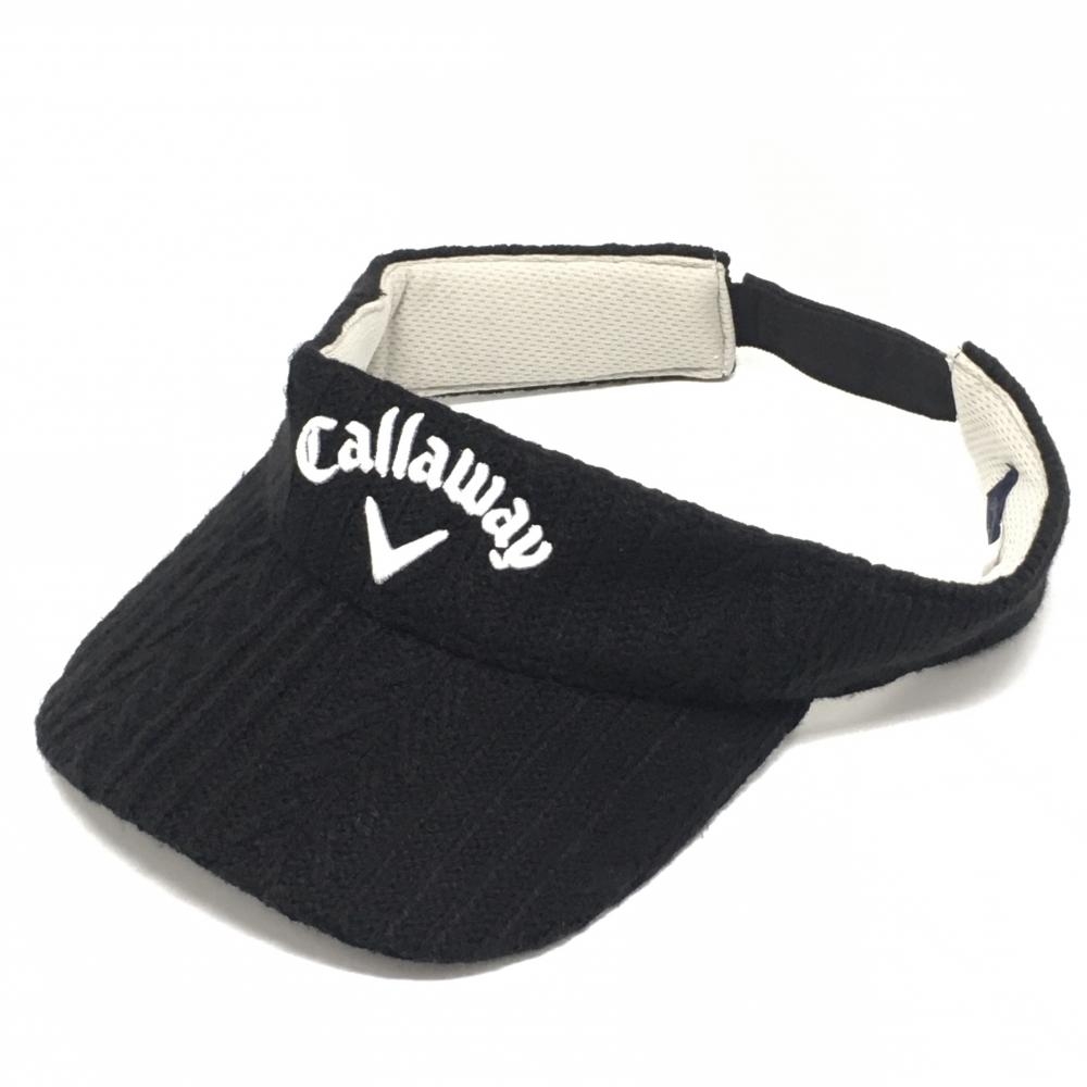【新品】キャロウェイ ニットサンバイザー 黒 ロゴ白 レディース FR ゴルフウェア Callaway
