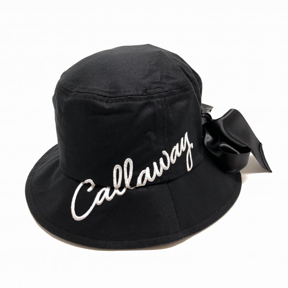 【新品】キャロウェイ ハット 黒 リボン ロゴ刺しゅう レディース FR ゴルフウェア 2025年モデル Callaway