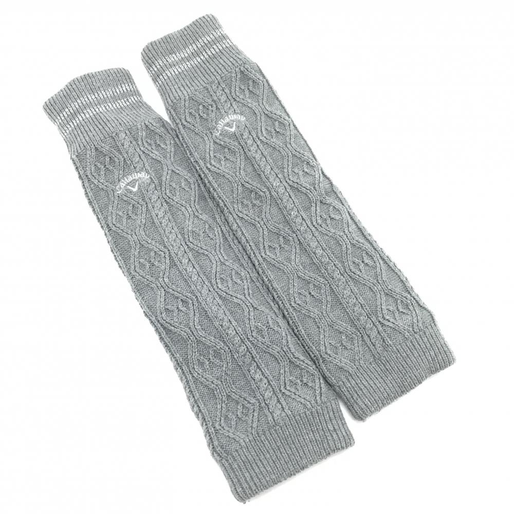 【美品】キャロウェイ ニットレッグウォーマー グレー ラメ刺しゅう 裏起毛 レディース  ゴルフウェア Callaway