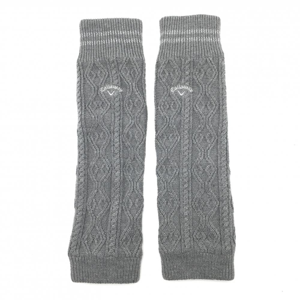 キャロウェイ レッグウォーマー グレー×シルバー ケーブル編み 裏起毛 レディース  ゴルフウェア Callaway