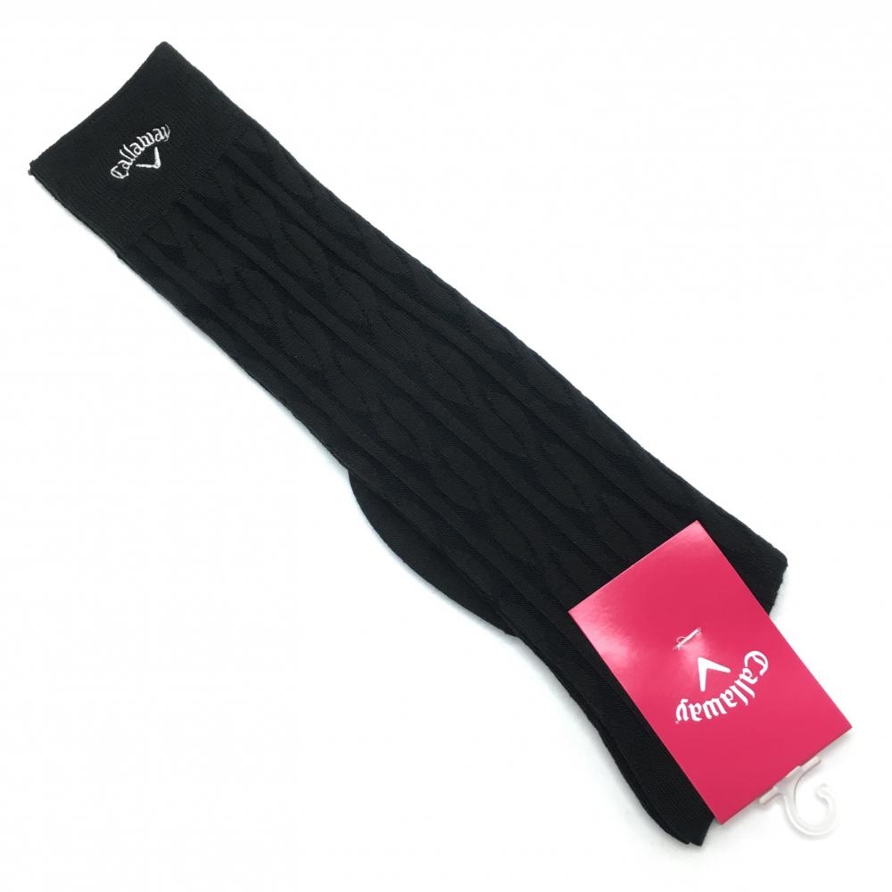 【新品】キャロウェイ ハイソックス 黒 ロゴ刺しゅう白 ダイナホット レディース FR ゴルフウェア Callaway