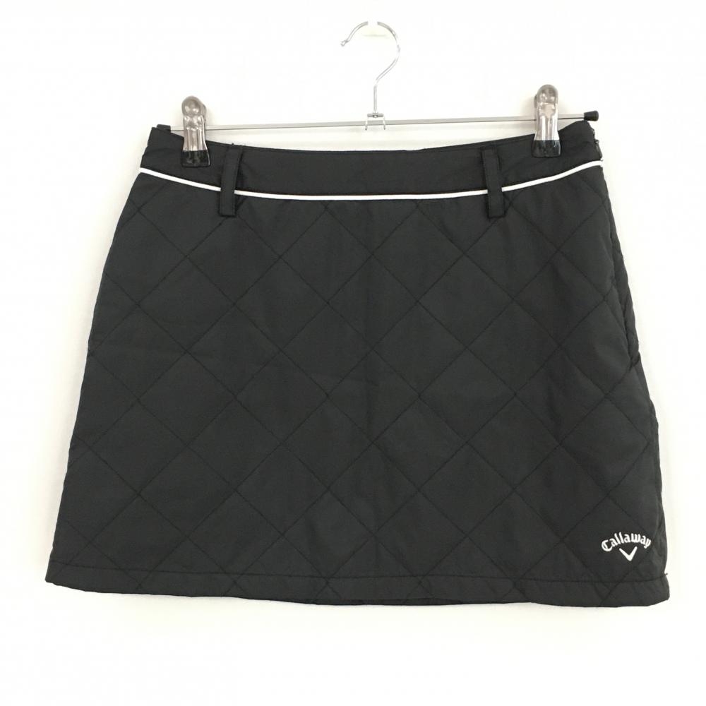 キャロウェイ 中綿スカート 黒 キルティング 薄手 パイピング白  レディース S ゴルフウェア Callaway