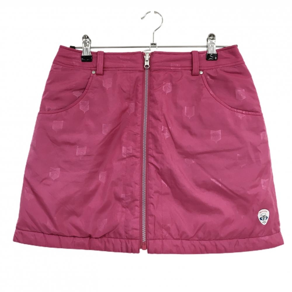 【超美品】キャロウェイ 中綿リバーシブルスカート ピンク 総柄地模様 裏シルバー 2WAY レディース L ゴルフウェア Callaway