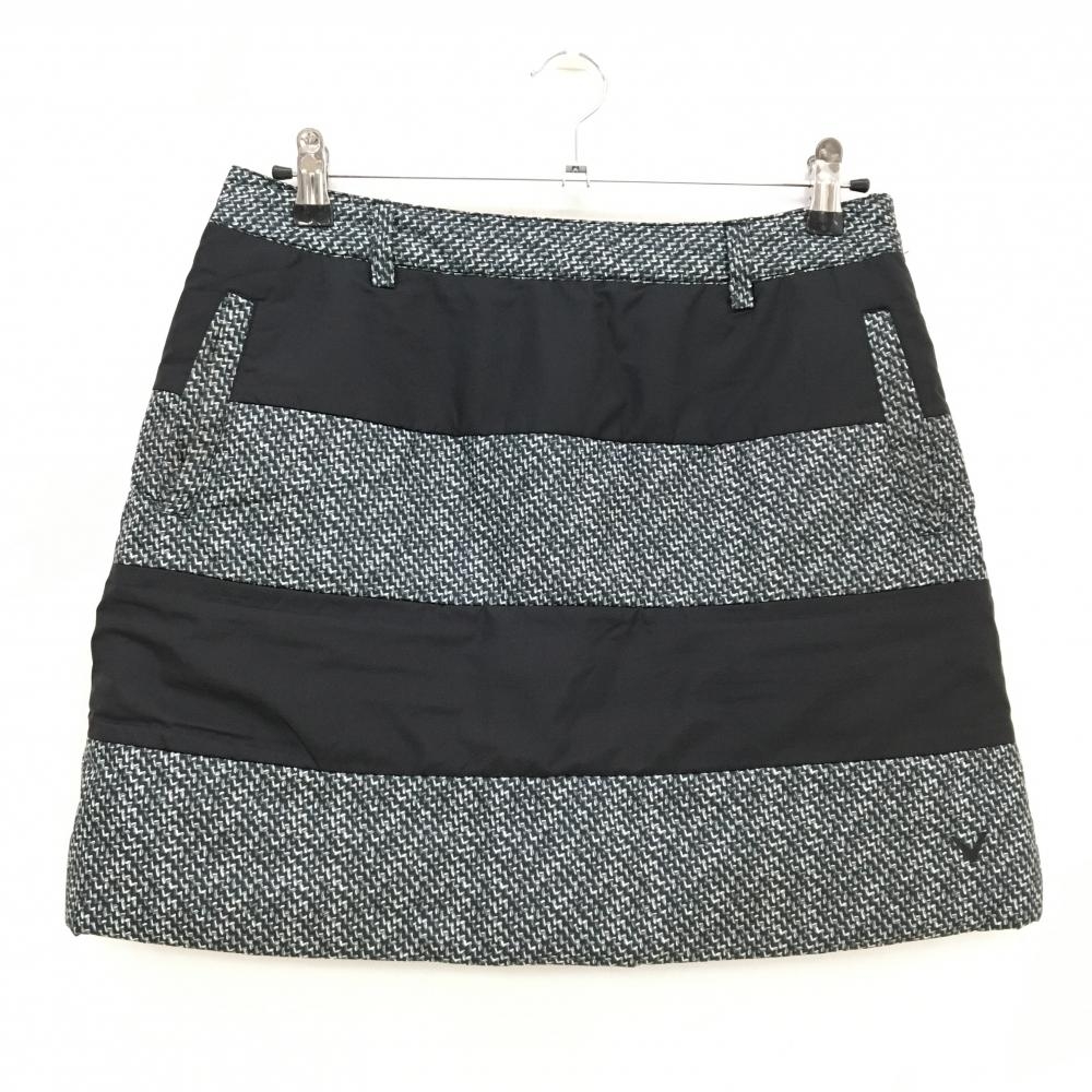 キャロウェイ 中綿スカート 黒×白 ボーダー風 裾ロゴ レディース LL ゴルフウェア Callaway