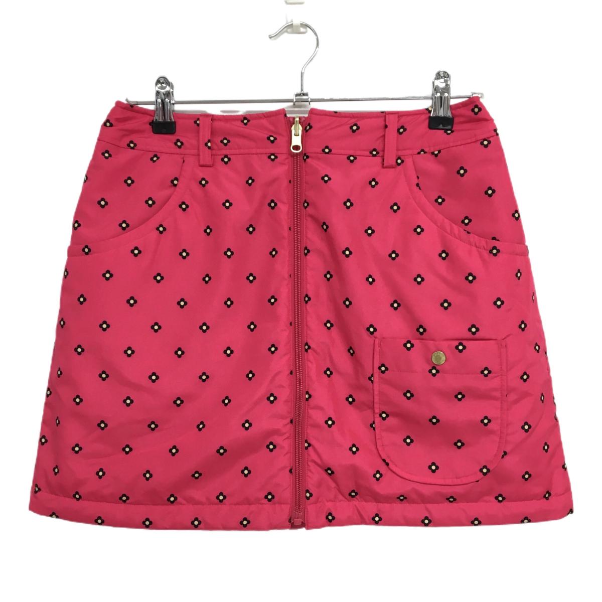 【超美品】キャロウェイ 中綿リバーシブルスカート ピンク×黒 花柄 裏キルティング レディース L ゴルフウェア Callaway