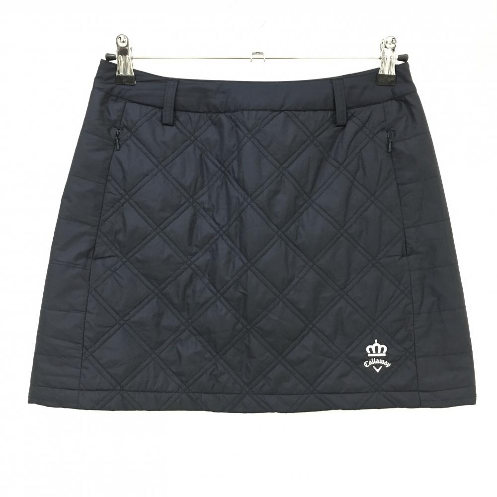 【美品】キャロウェイ 中綿スカート ネイビー キルティング 裾ロゴ レディース M ゴルフウェア Callaway