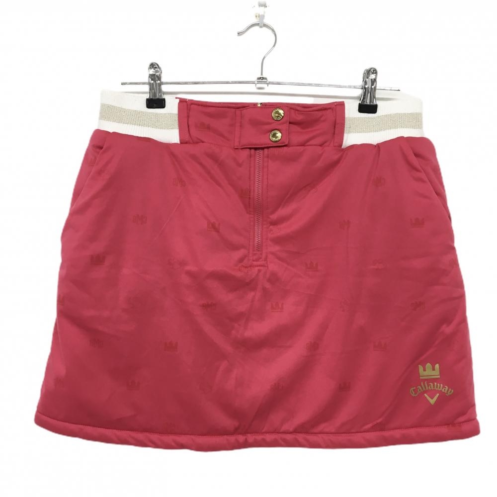 キャロウェイ 中綿リバーシブルスカート ピンク 総柄地模様 裏総柄 レディース LL ゴルフウェア Callaway