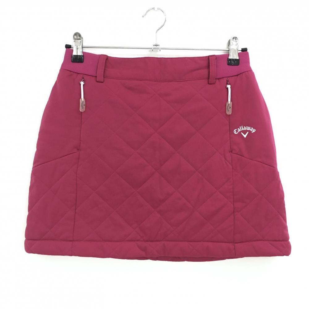 【超美品】キャロウェイ 中綿スカート ピンク キルティング ウエストサイドゴム レディース M ゴルフウェア Callaway