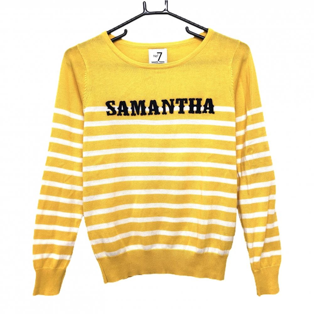 【美品】サマンサタバサNo.7 セーター イエロー×白 ボーダー  レディース 38(M) ゴルフウェア Samantha Thavasa