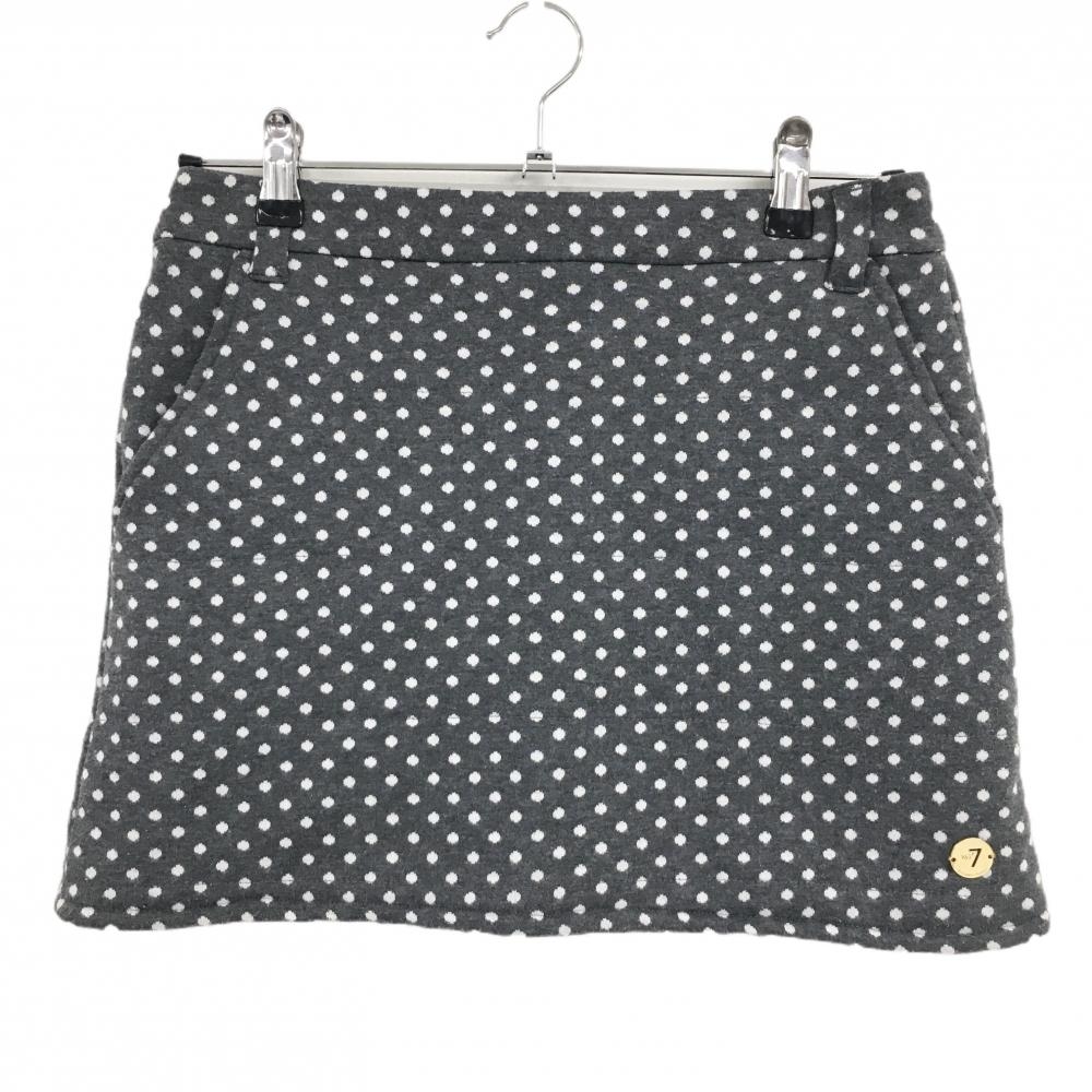 サマンサタバサNo.7 中綿スカート グレー×白 ドット柄 刺しゅうゴールド レディース 38(M) ゴルフウェア Samantha Thavasa