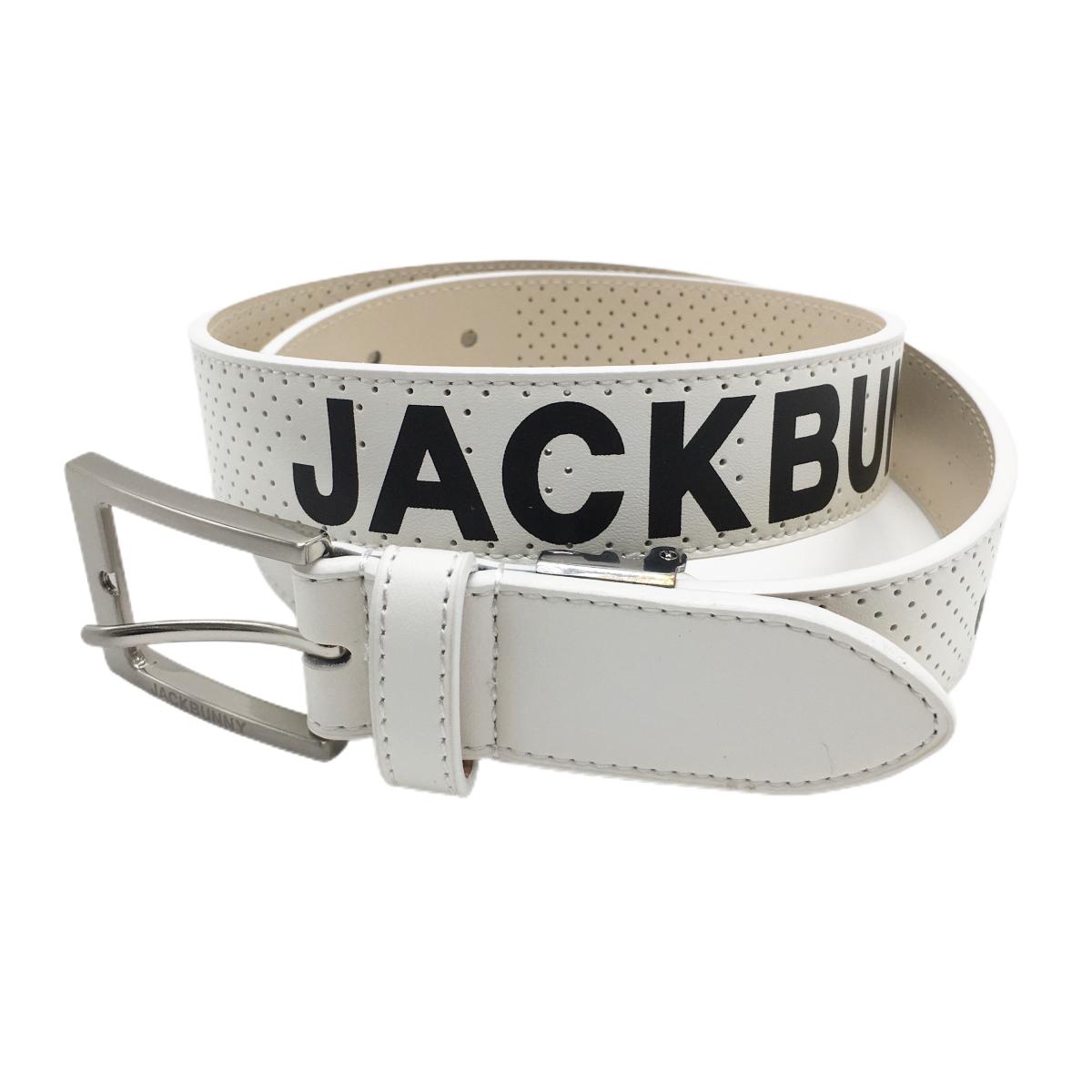 【超美品】ジャックバニー ベルト 白×黒 パンチング シルバーバックル ロゴ レディース  ゴルフウェア Jack Bunny
