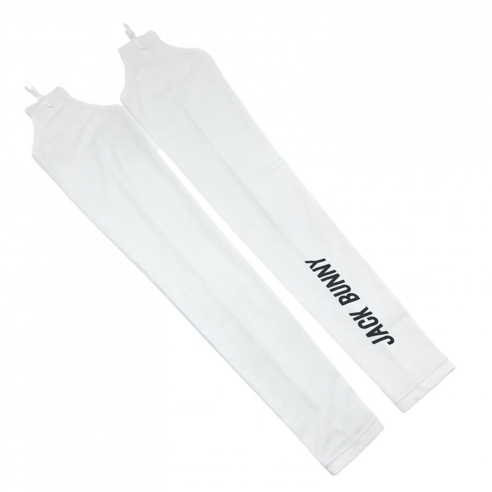 【美品】ジャックバニー アームカバー 白 ロゴ ストレッチ  レディース  ゴルフウェア Jack Bunny