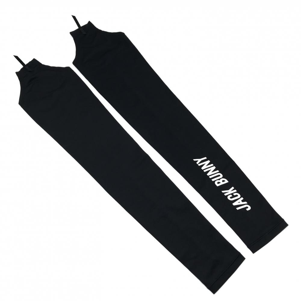 【美品】ジャックバニー アームカバー 黒 ロゴ ストレッチ レディース  ゴルフウェア Jack Bunny