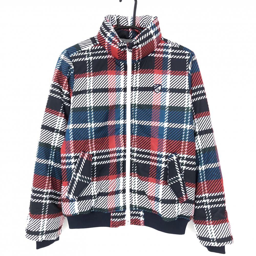 【超美品】ジャックバニー 中綿ジャケット レッド×ネイビー チェック柄  レディース 1(Ｍ) ゴルフウェア 2020年＊ Jack Bunny