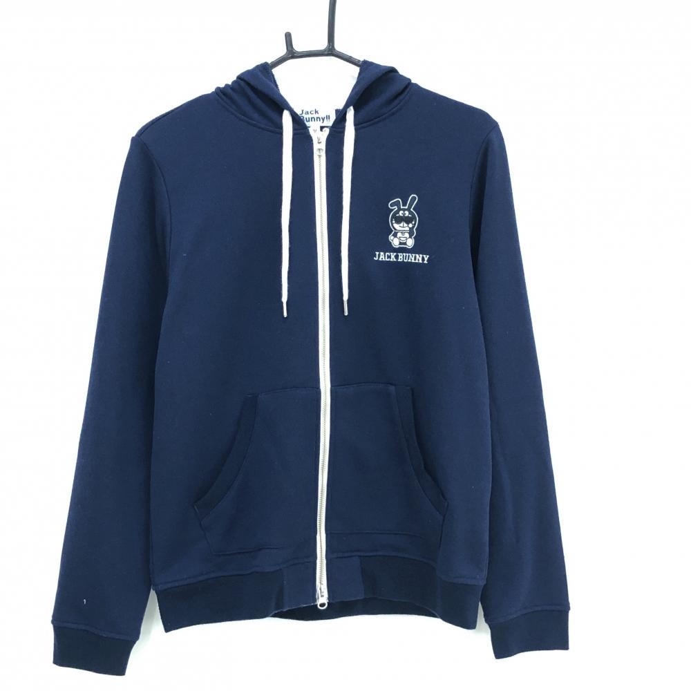 【美品】ジャックバニー×ドラえもん ジップパーカー ネイビー スウェット  レディース 2(L) ゴルフウェア Jack Bunny