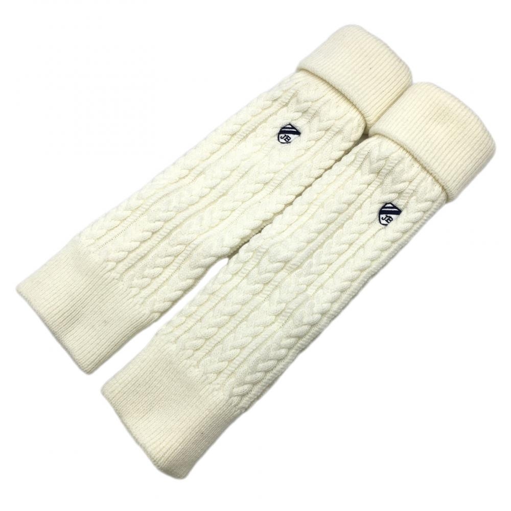【美品】ジャックバニー ニットレッグウォーマー 白 ケーブル編み 裏フリース レディース  ゴルフウェア Jack Bunny
