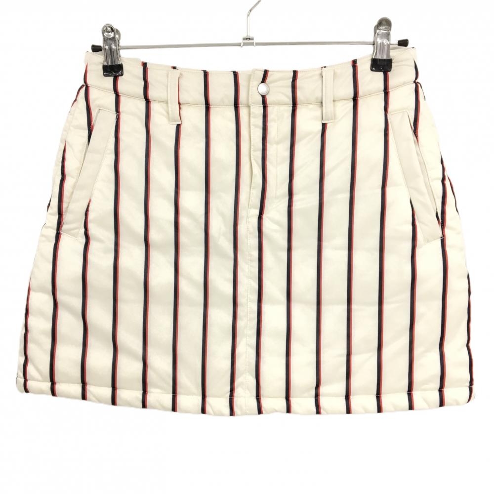 【超美品】ジャックバニー 中綿スカート アイボリー×ネイビー ストライプ  レディース 1(M) ゴルフウェア Jack Bunny