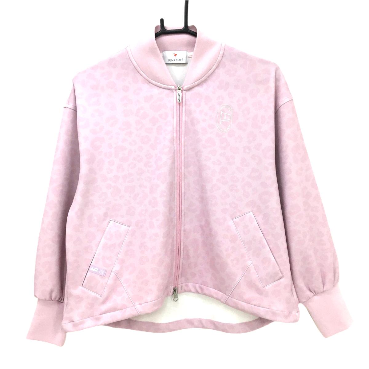 【超美品】ジュンアンドロペ ジャケット ピンク レオパード ヒョウ柄 レディース S ゴルフウェア JUN＆ROPE