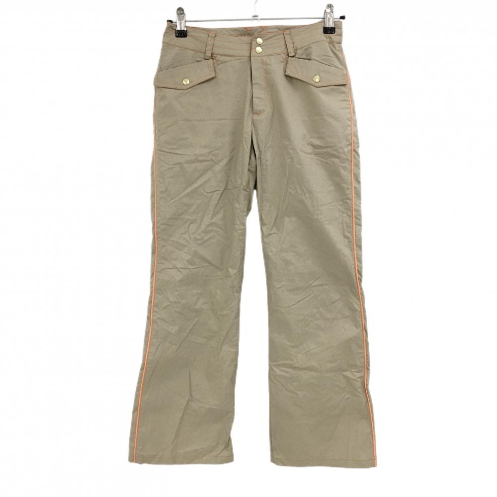 【美品】ジュンアンドロペ パンツ ベージュ×オレンジ×ネイビー 後ろロゴプリント  レディース S ゴルフウェア JUN＆ROPE