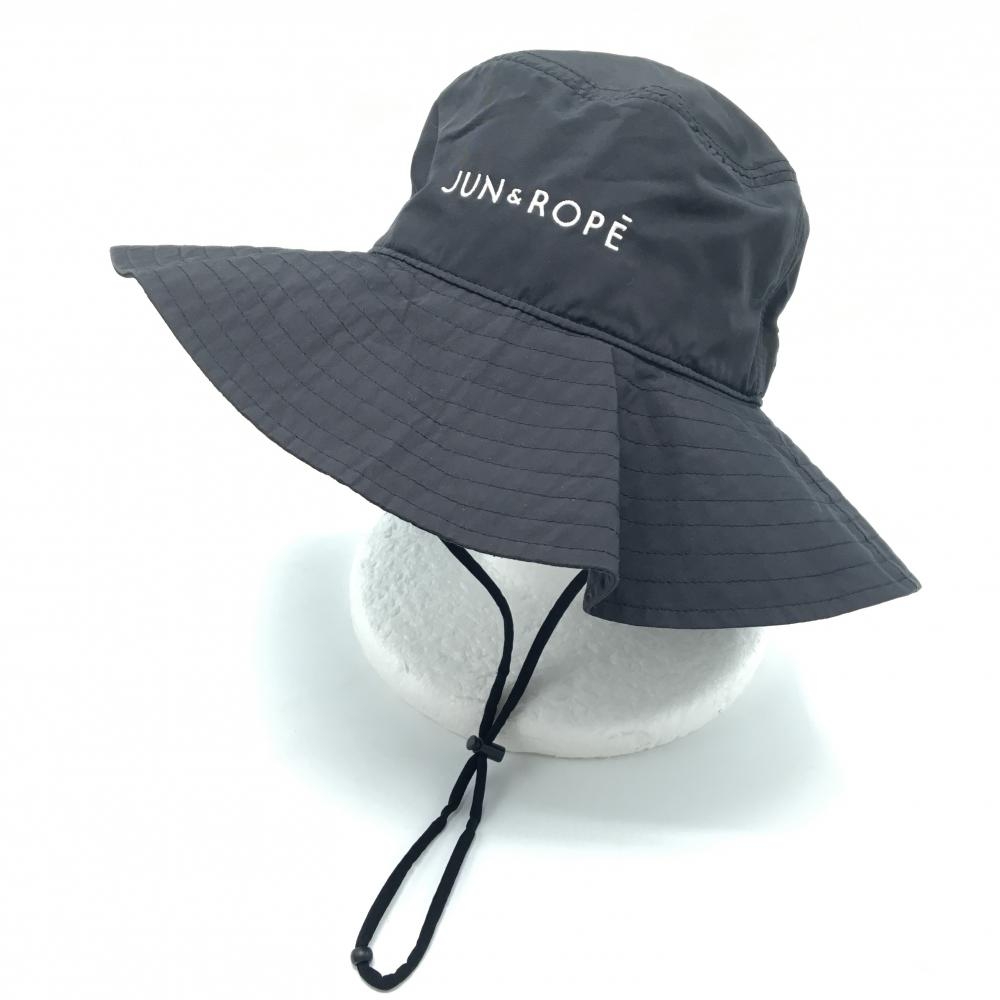【超美品】ジュンアンドロペ つば広ハット 黒 裏メッシュ UV対策 撥水 レディース  ゴルフウェア JUN＆ROPE
