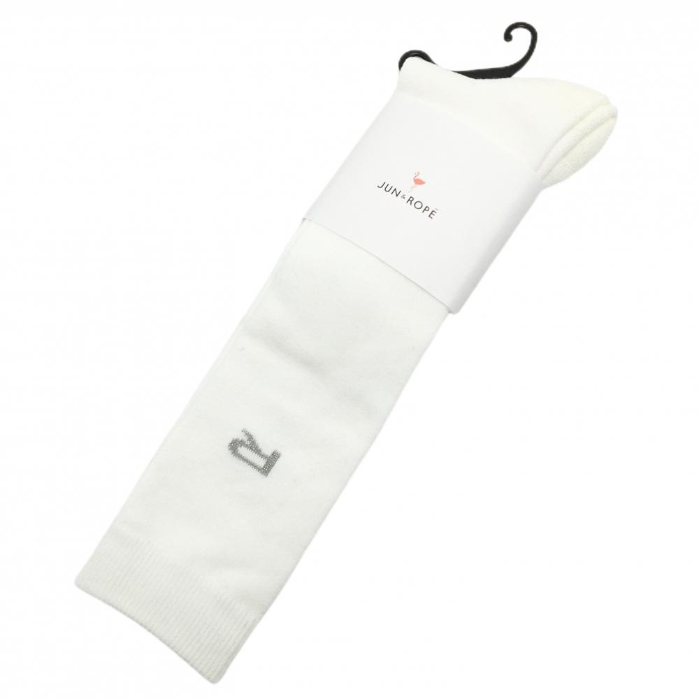【新品】ジュンアンドロペ ハイソックス 白 ロゴシルバー レディース F ゴルフウェア JUN＆ROPE