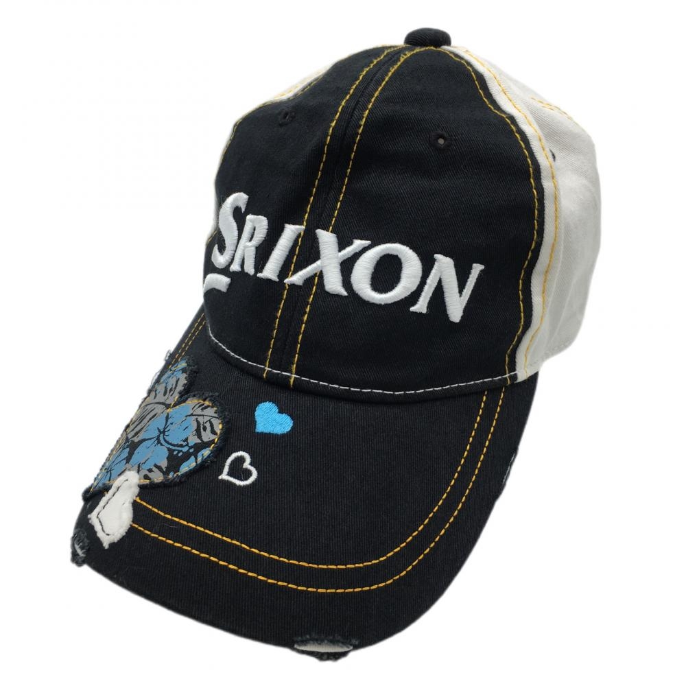 【美品】スリクソン キャップ 黒×白 ZSTAR ハートワッペン  レディース フリー(54-58cm) ゴルフウェア SRIXON