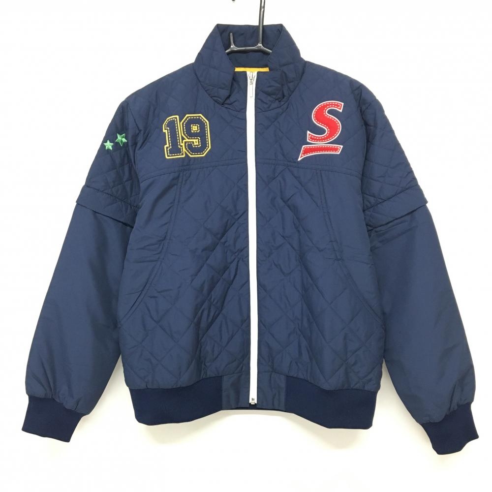 スリクソン 2WAY中綿ジャケット ネイビー×白 キルティング 袖着脱可 レディース L ゴルフウェア SRIXON