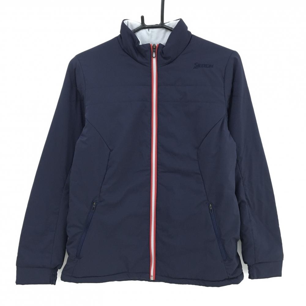【美品】スリクソンバイデサント 中綿ジャケット ネイビー 裏微起毛 ロゴ刺しゅう レディース M ゴルフウェア SRIXON
