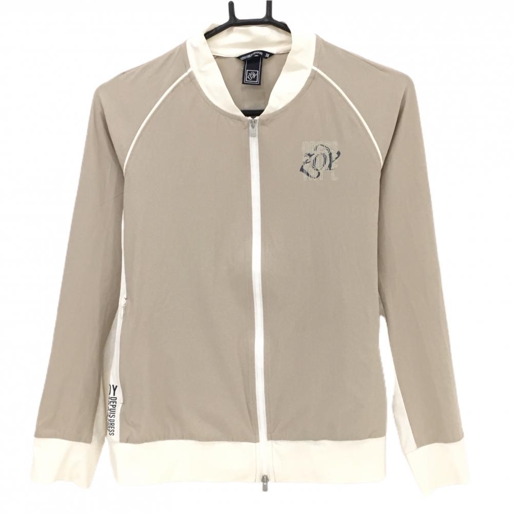 【美品】ゾーイ ジャケットブルゾン ベージュ×アイボリー バイカラー 薄手  レディース 38(M) ゴルフウェア ZOY