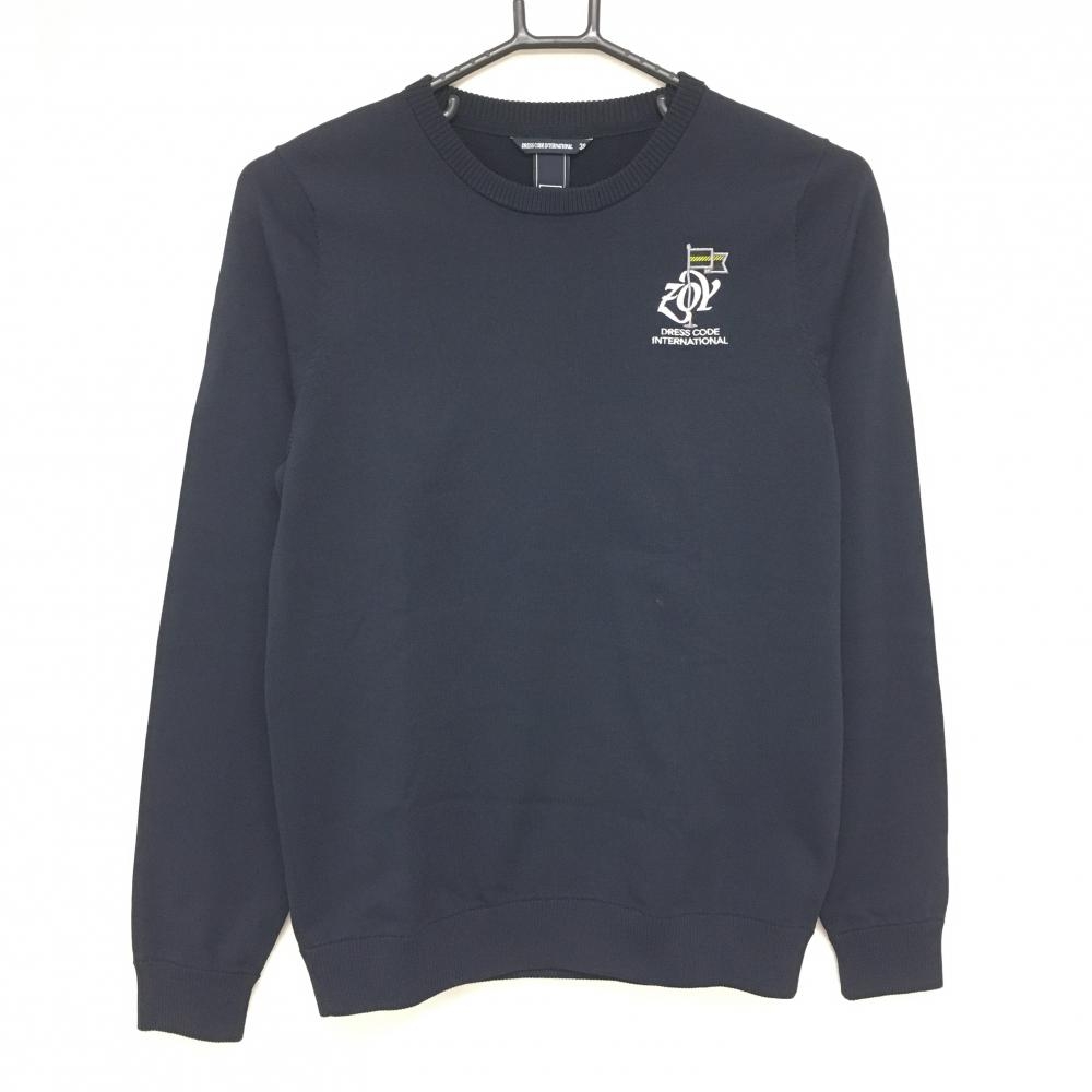 【美品】ゾーイ セーター ネイビー ロゴ刺しゅう コットン混 ニット  レディース 38(M) ゴルフウェア ZOY