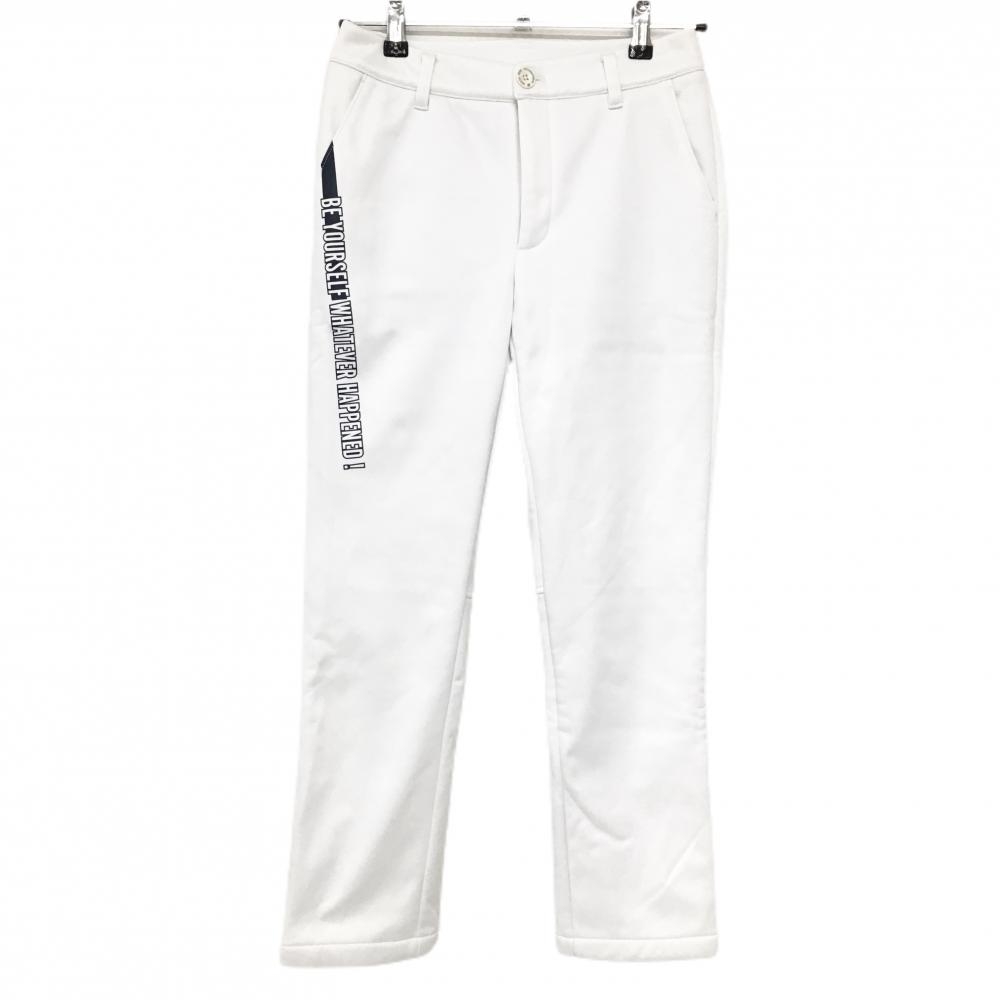 【美品】ゾーイ パンツ 白×ネイビー 裏起毛 バックロゴ レディース 36(S) ゴルフウェア ZOY
